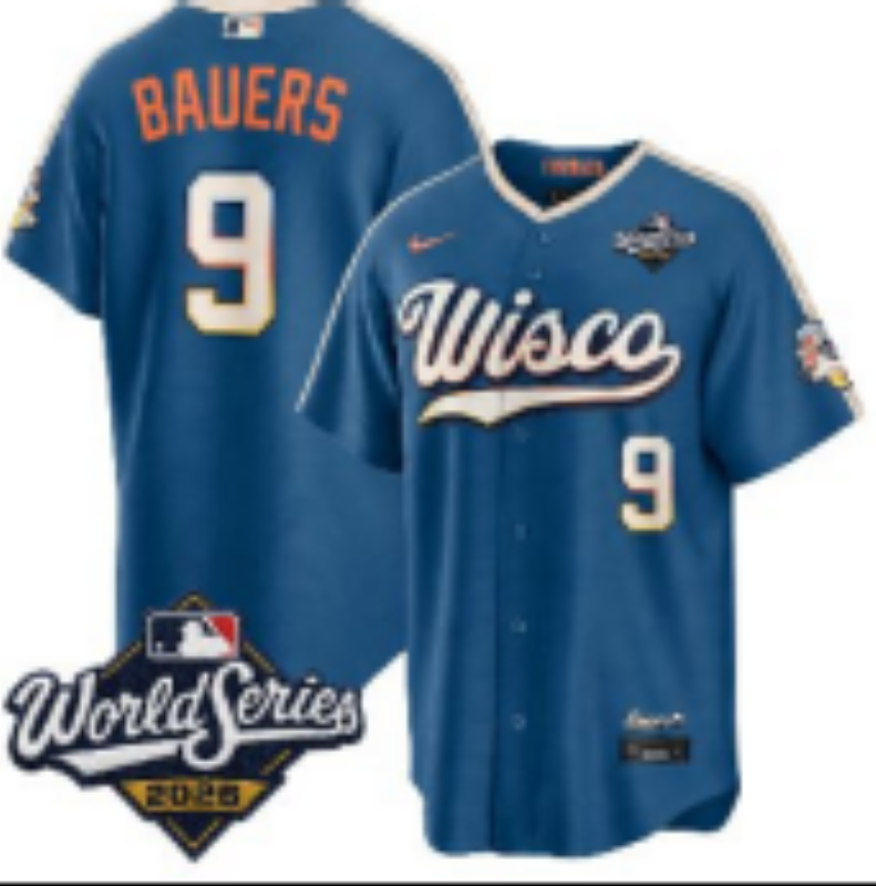 Women Milwaukee Brewers #9 Bauers Blue Nike 2026 World Series jersey 102102